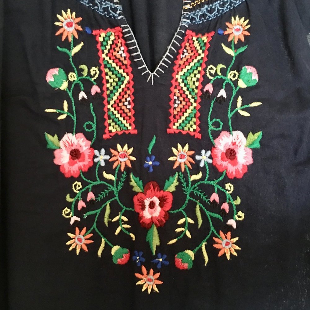 Linen blend boho dress, sz M - Picture 3 of 5